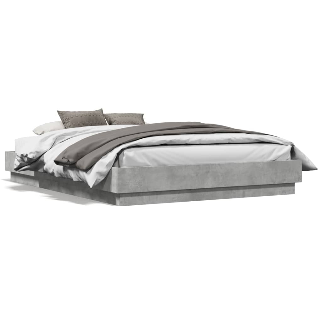 Cadre de lit sans matelas gris béton 135x190 cm - XIOS