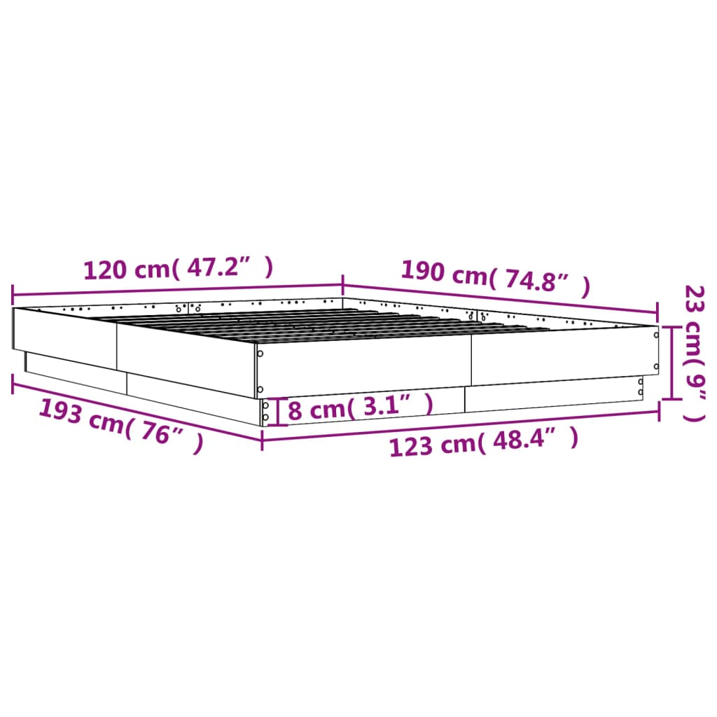 Cadre de lit sans matelas noir 120x190 cm - XIOS