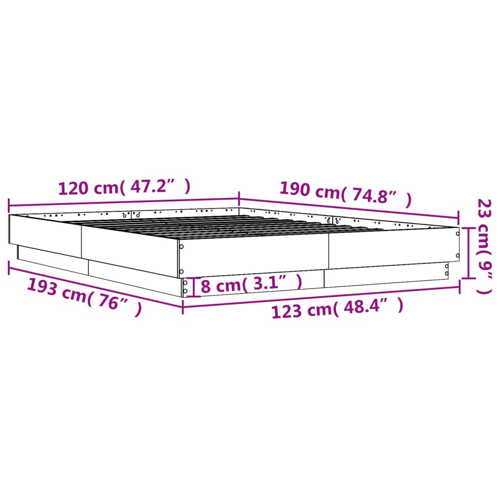 Cadre de lit sans matelas sonoma gris 120x190 cm - XIOS