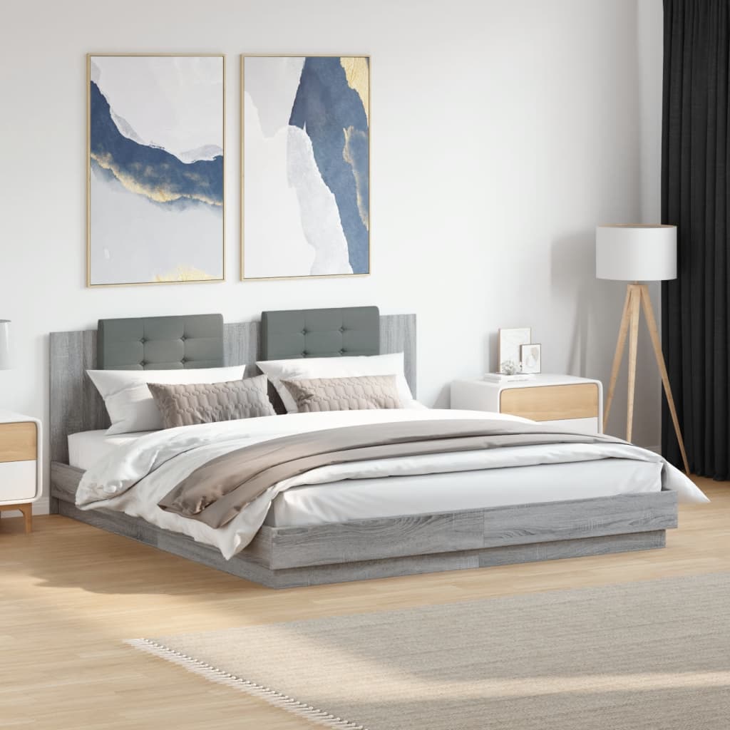 Cadre de lit sans matelas sonoma gris 200x200 cm - XIOS