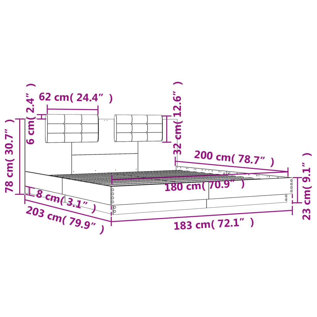 Cadre de lit sans matelas blanc 180x200 cm - XIOS