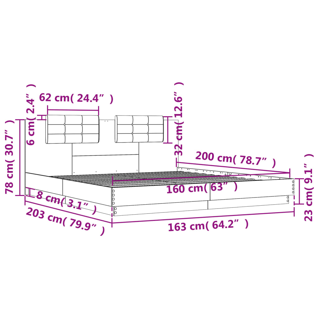 Cadre de lit sans matelas blanc 160x200 cm - XIOS
