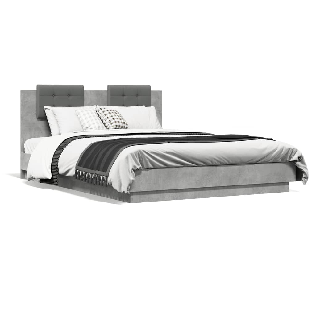 Cadre de lit sans matelas gris béton 140x200 cm - XIOS