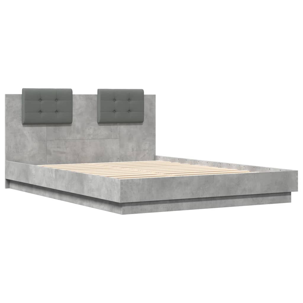 Cadre de lit sans matelas gris béton 140x200 cm - XIOS