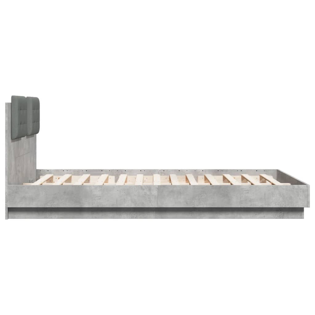 Cadre de lit sans matelas gris béton 140x200 cm - XIOS