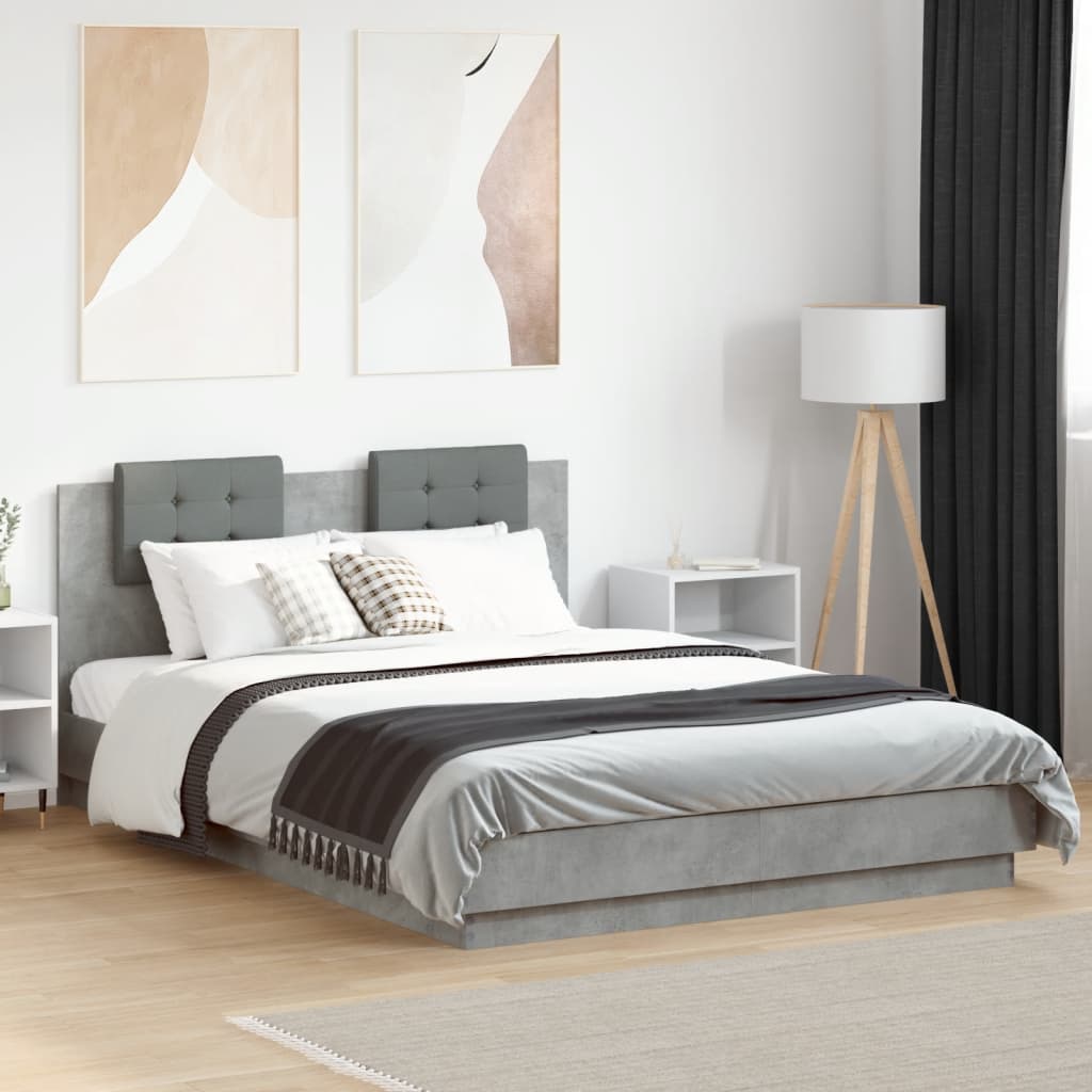 Cadre de lit sans matelas gris béton 120x200 cm - XIOS