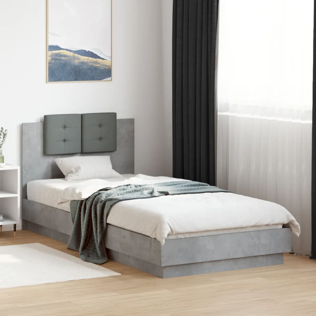 Cadre de lit sans matelas gris béton 100x200 cm - XIOS