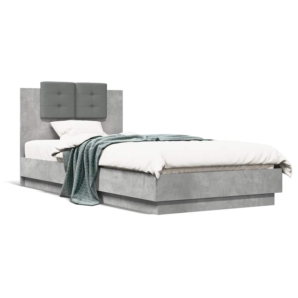 Cadre de lit sans matelas gris béton 90x200 cm - XIOS