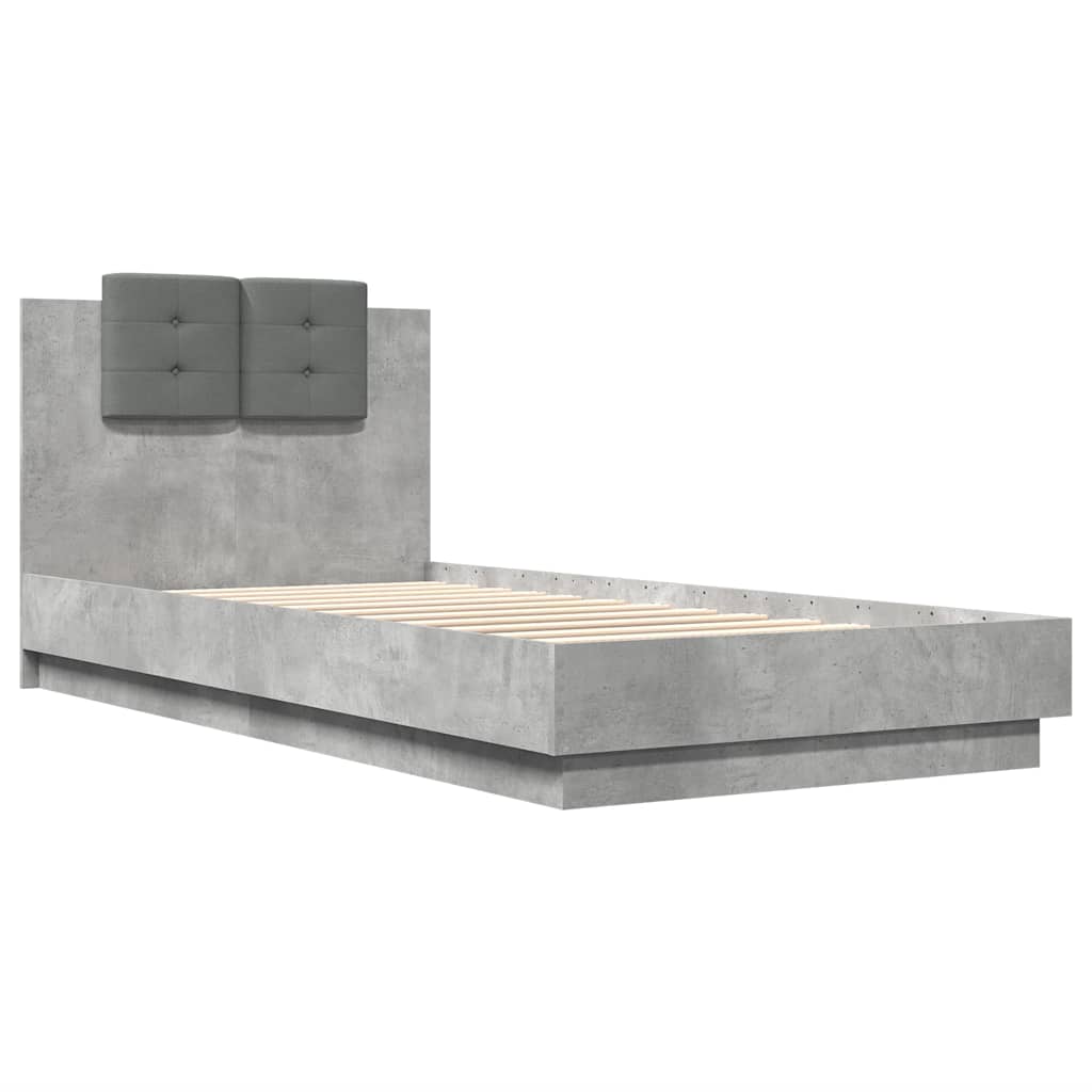 Cadre de lit sans matelas gris béton 90x200 cm - XIOS