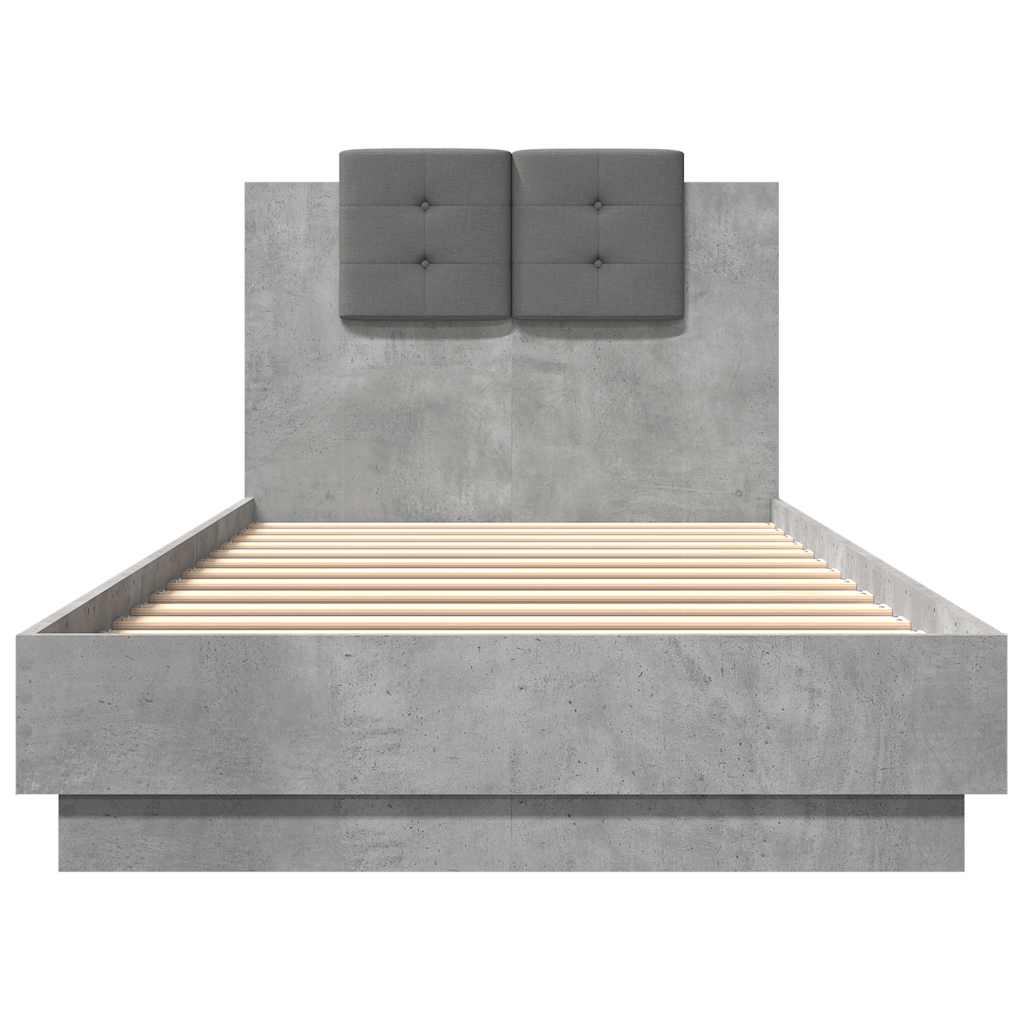 Cadre de lit sans matelas gris béton 90x200 cm - XIOS