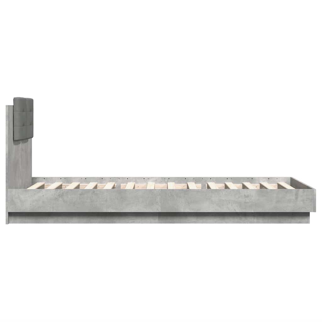 Cadre de lit sans matelas gris béton 90x200 cm - XIOS
