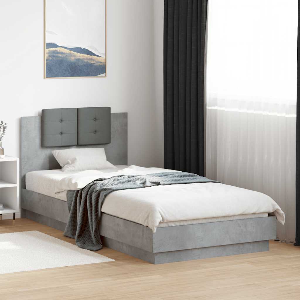 Cadre de lit sans matelas gris béton 90x200 cm - XIOS