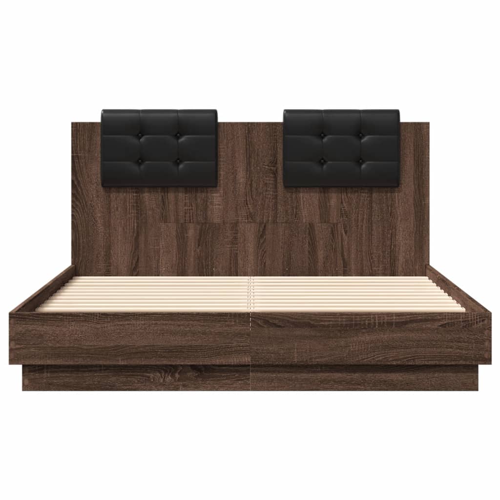 Cadre de lit sans matelas chêne marron 135x190 cm - XIOS