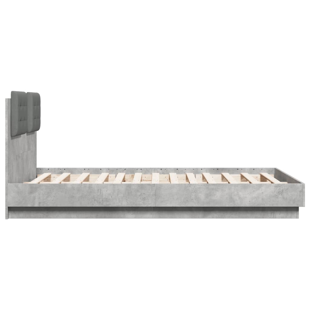 Cadre de lit sans matelas gris béton 120x190 cm - XIOS