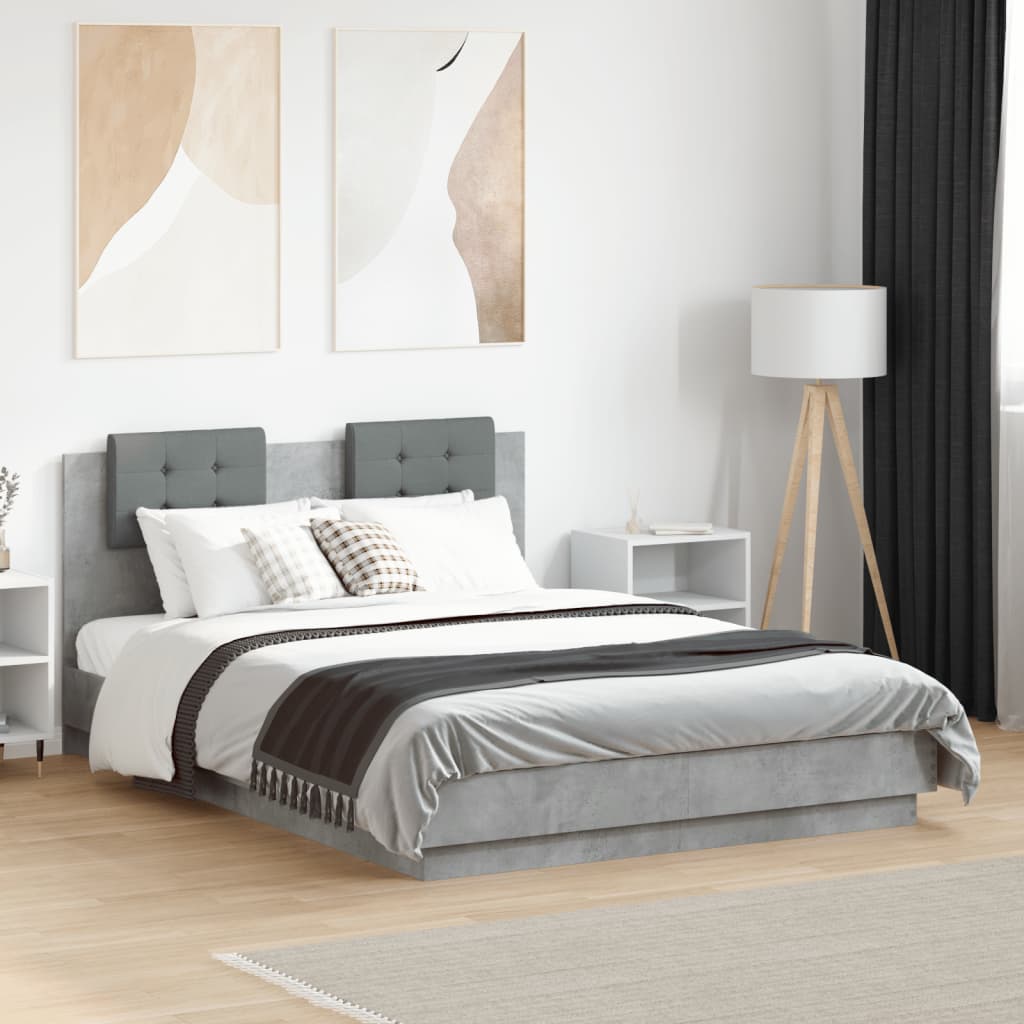Cadre de lit sans matelas gris béton 120x190 cm - XIOS