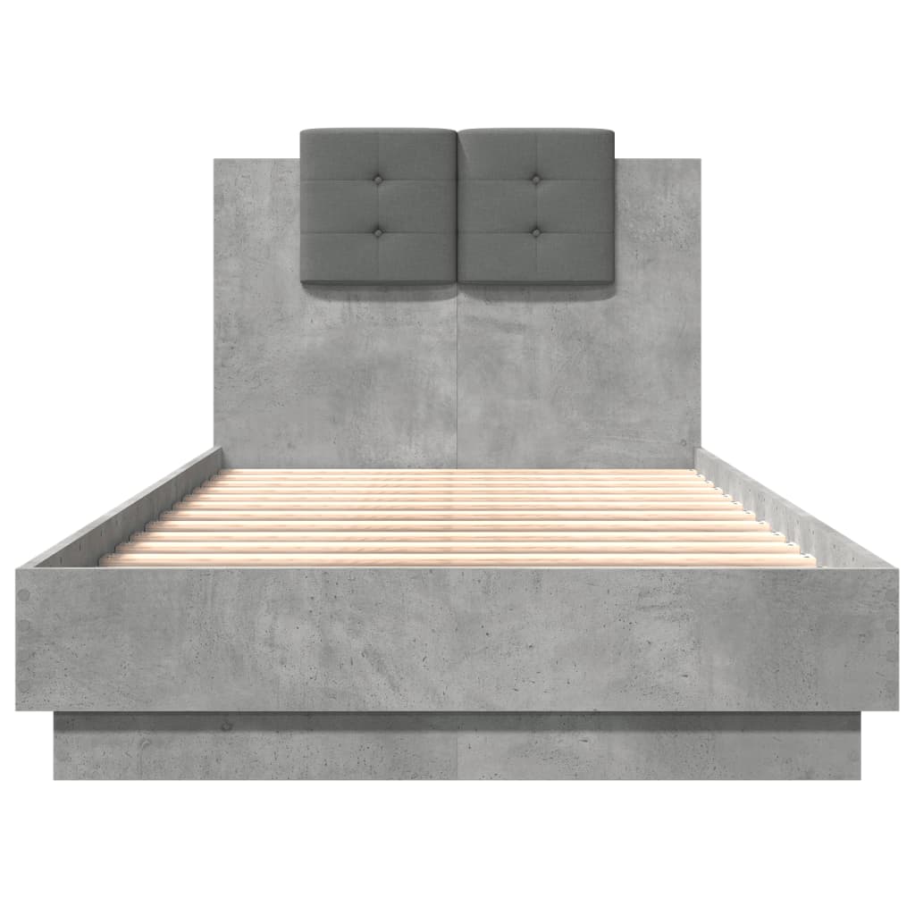 Cadre de lit sans matelas gris béton 90x190 cm - XIOS