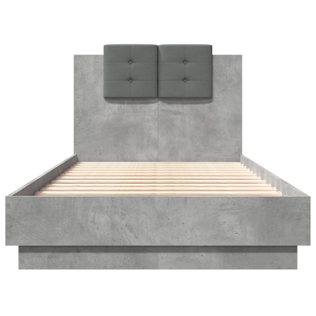 Cadre de lit sans matelas gris béton 75x190 cm - XIOS