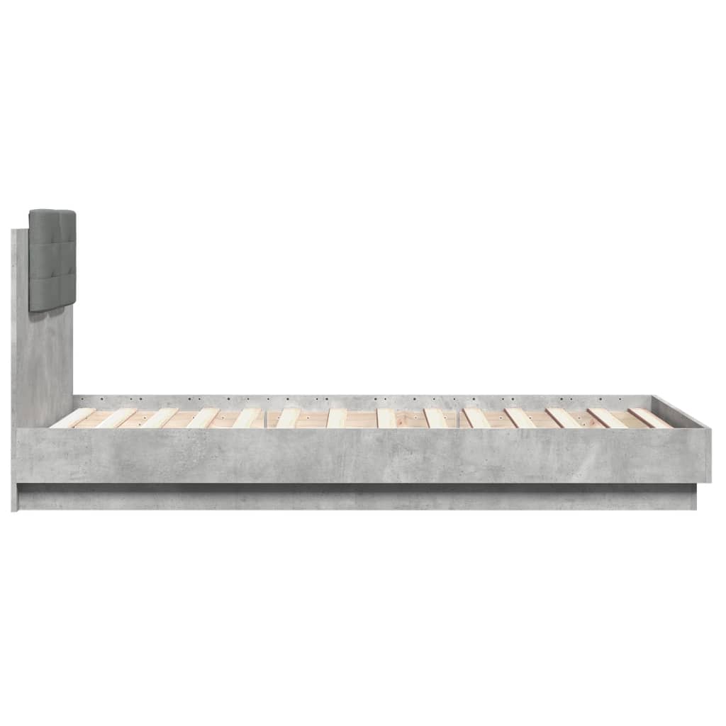 Cadre de lit sans matelas gris béton 75x190 cm - XIOS