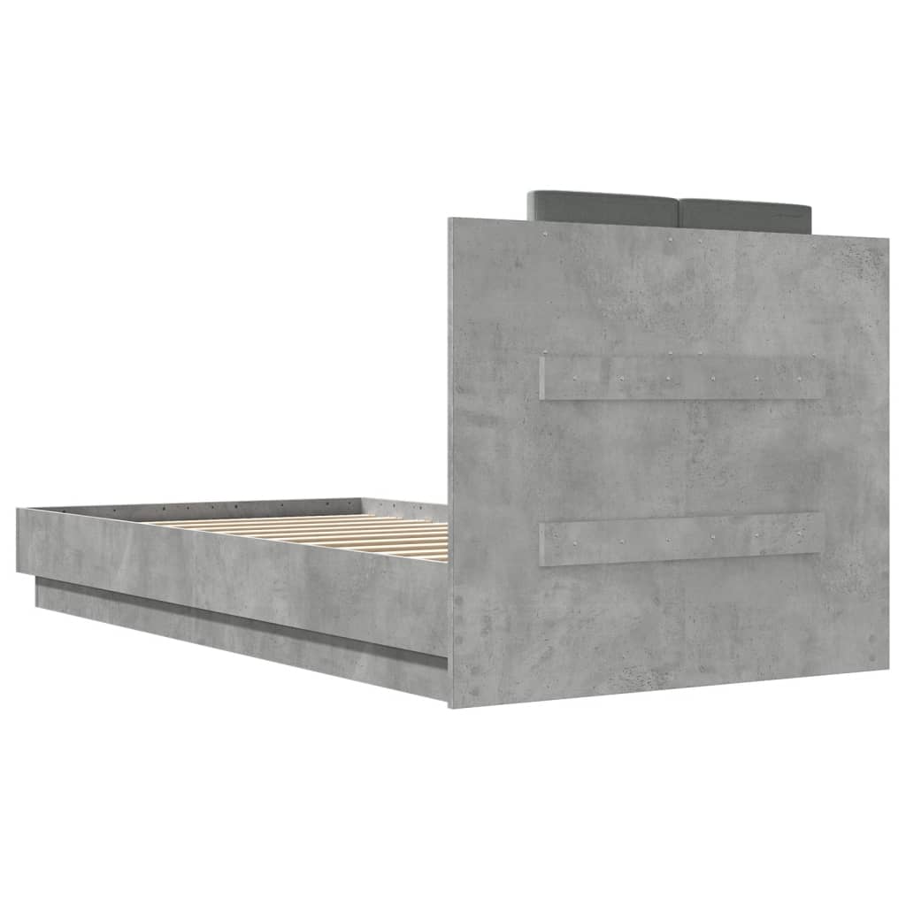 Cadre de lit sans matelas gris béton 75x190 cm - XIOS