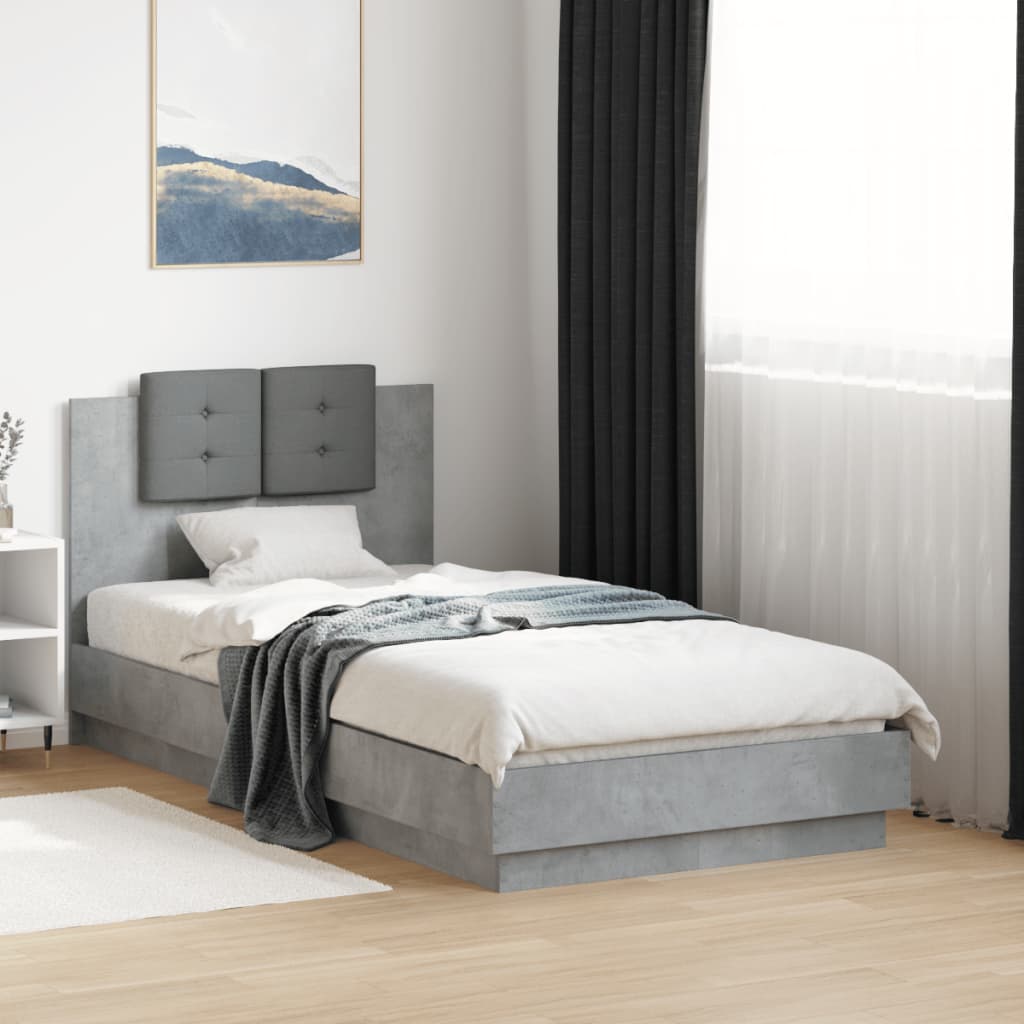 Cadre de lit sans matelas gris béton 75x190 cm - XIOS