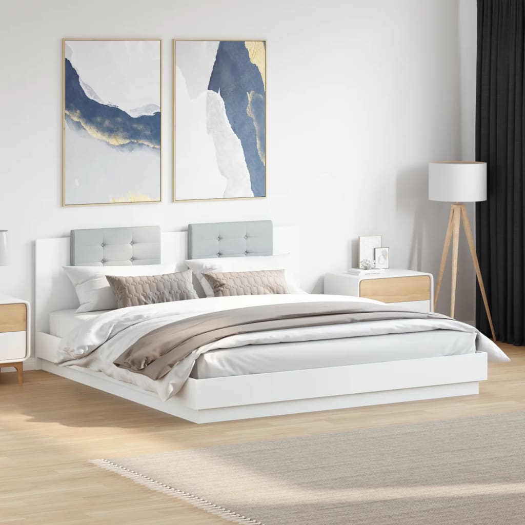 Cadre de lit avec LED sans matelas blanc 200x200 cm - XIOS