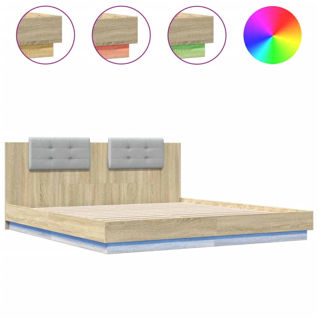 Cadre de lit avec LED sans matelas chêne sonoma 200x200 cm - XIOS