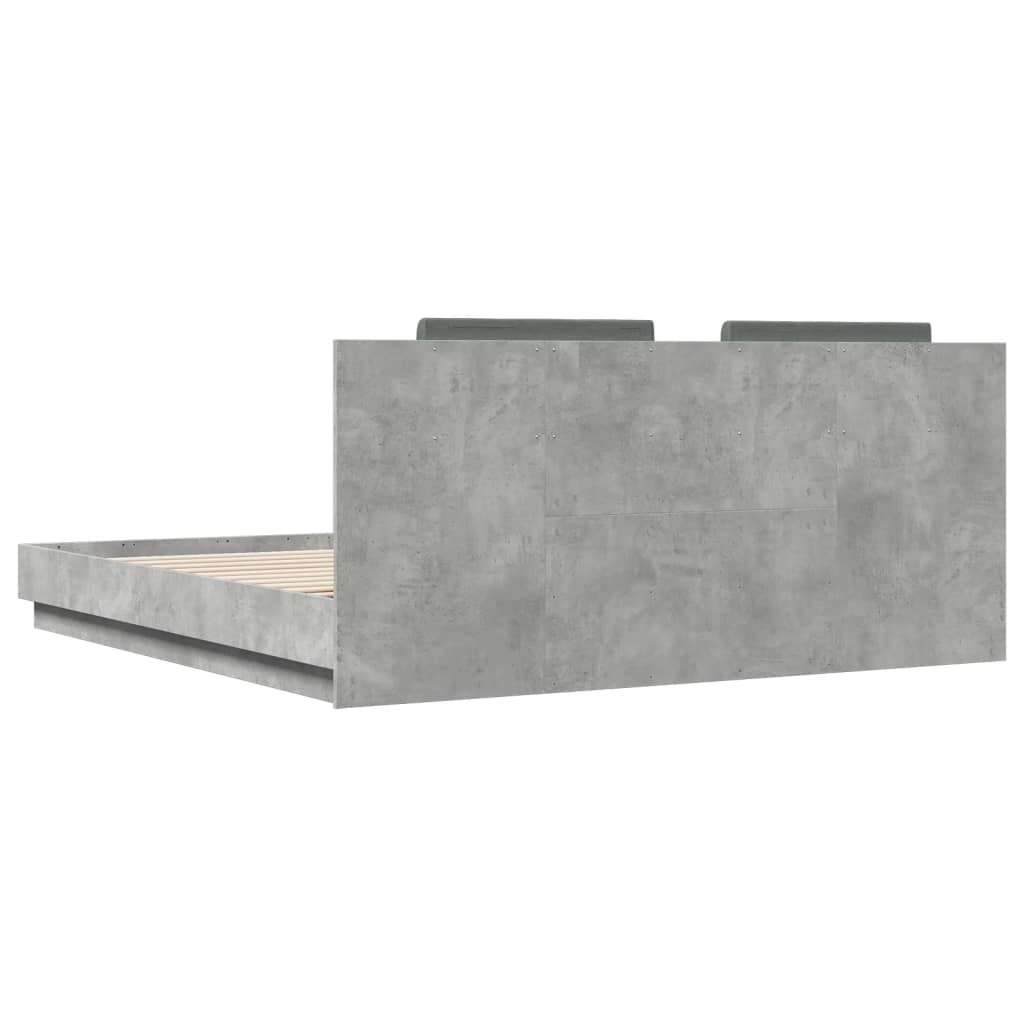 Cadre de lit avec LED sans matelas gris béton 200x200 cm - XIOS