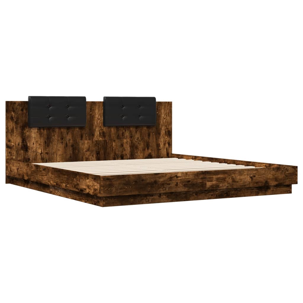 Cadre de lit avec LED sans matelas chêne fumé 200x200 cm - XIOS