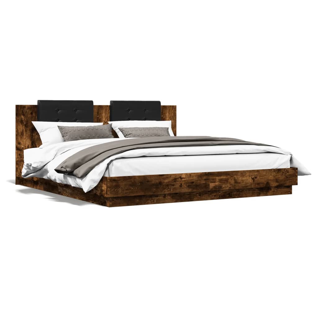 Cadre de lit avec LED sans matelas chêne fumé 200x200 cm - XIOS