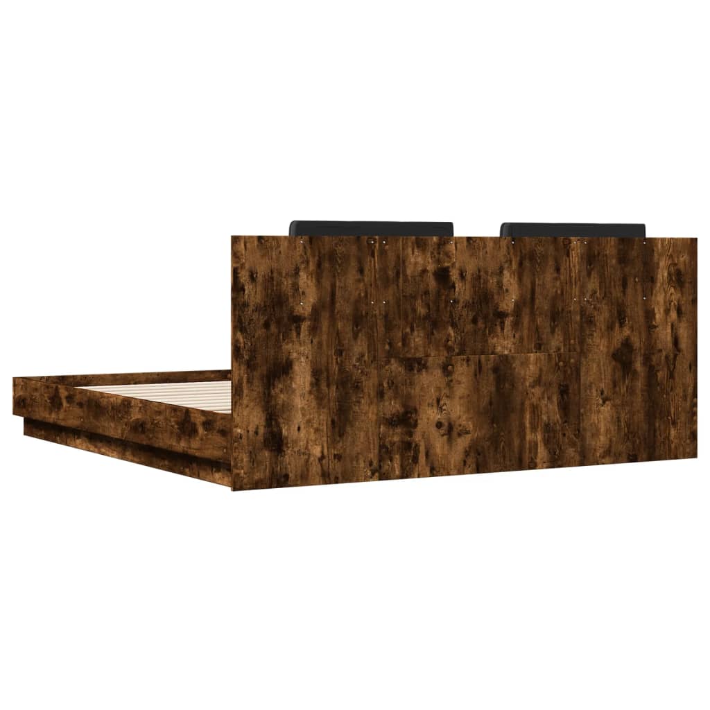 Cadre de lit avec LED sans matelas chêne fumé 200x200 cm - XIOS