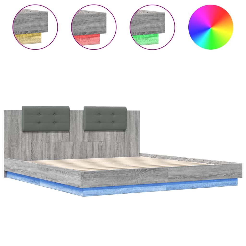 Cadre de lit avec LED sans matelas sonoma gris 200x200 cm - XIOS