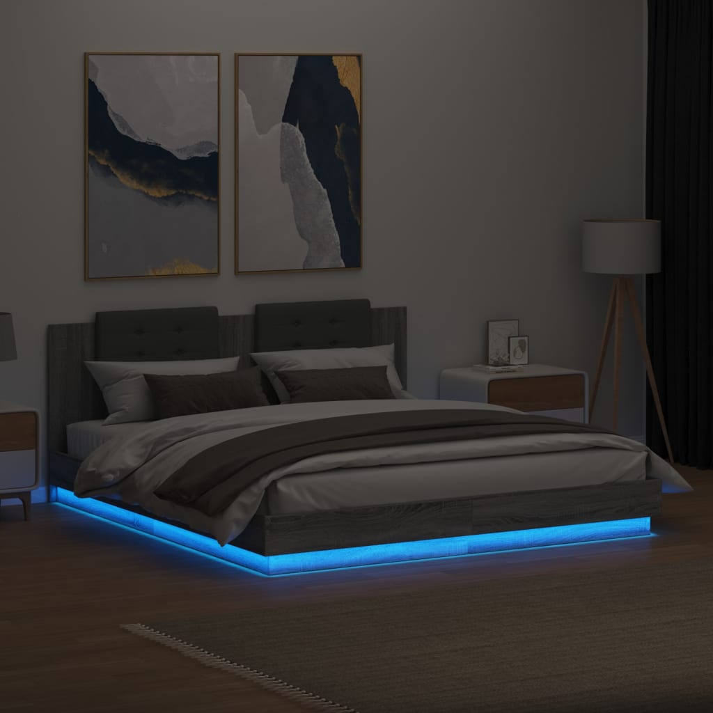 Cadre de lit avec LED sans matelas sonoma gris 200x200 cm - XIOS