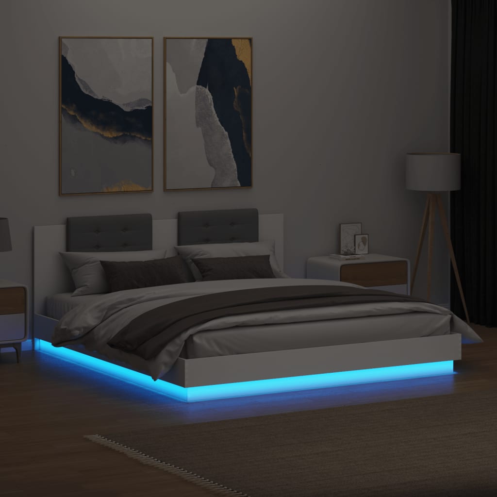 Cadre de lit avec LED sans matelas blanc 180x200 cm - XIOS