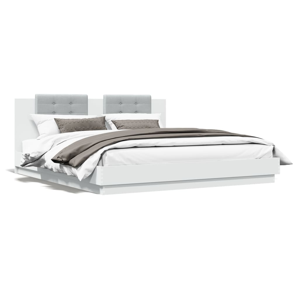 Cadre de lit avec LED sans matelas blanc 180x200 cm - XIOS