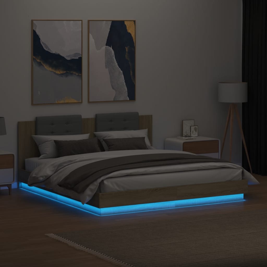 Cadre de lit avec LED sans matelas chêne sonoma 180x200 cm - XIOS