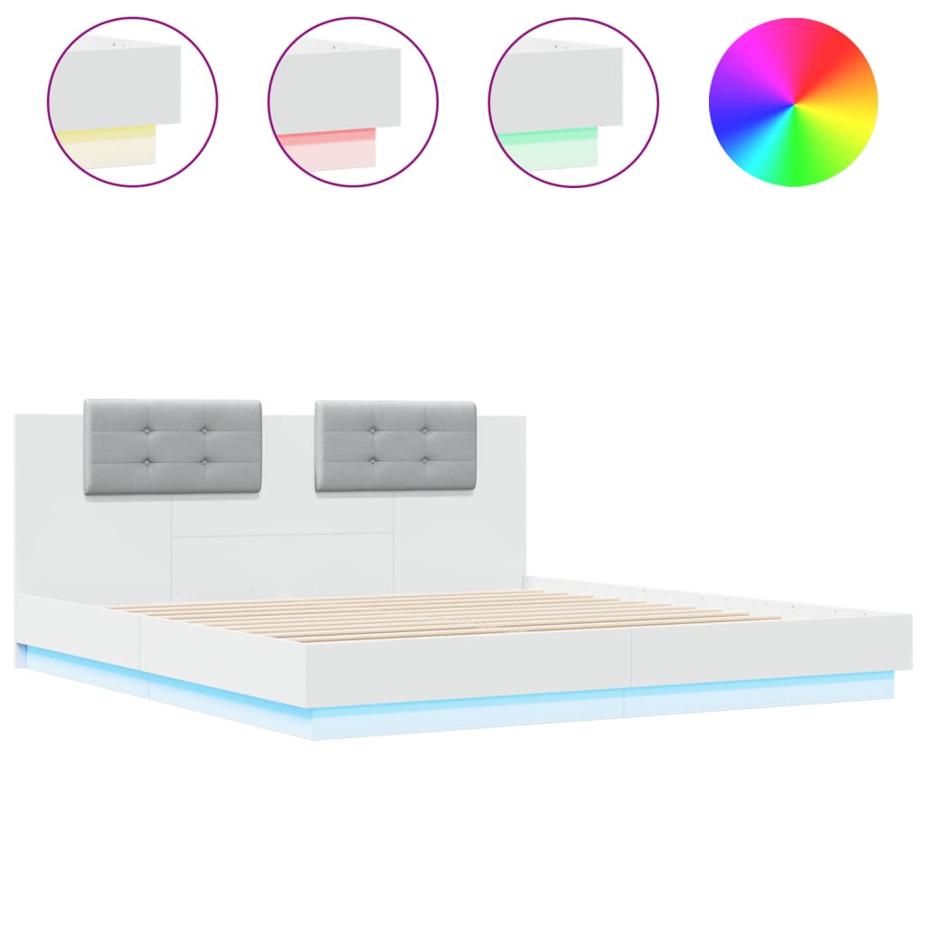 Cadre de lit avec LED sans matelas blanc 160x200 cm - XIOS