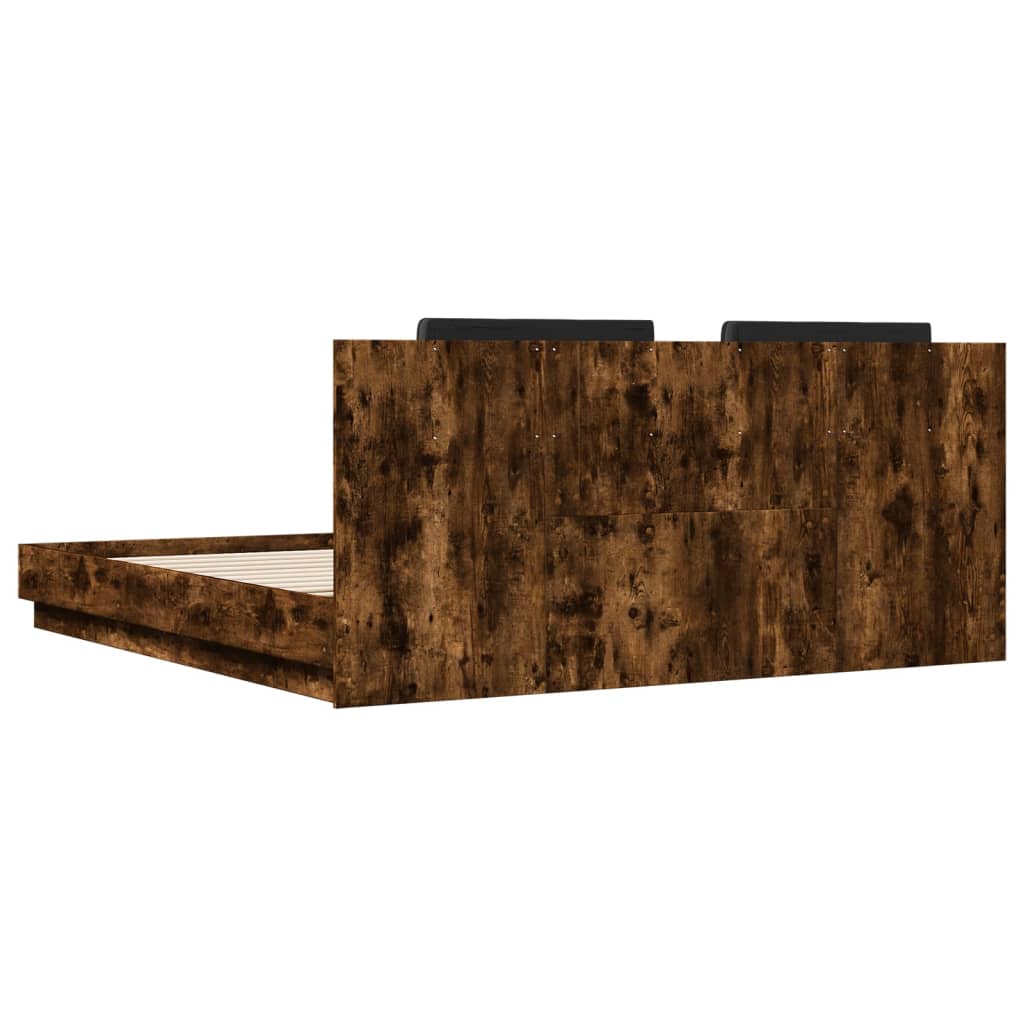 Cadre de lit avec LED sans matelas chêne fumé 160x200 cm - XIOS