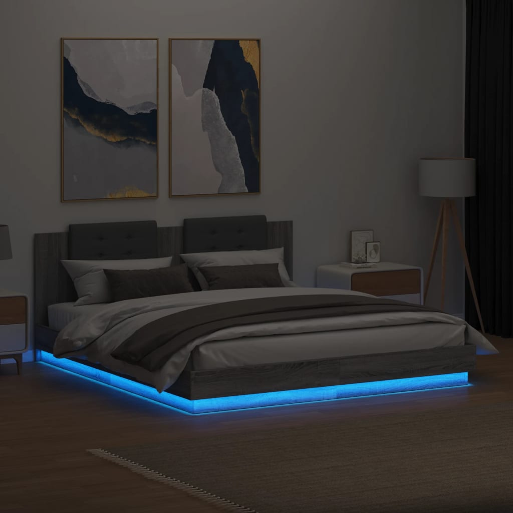 Cadre de lit avec LED sans matelas sonoma gris 160x200 cm - XIOS
