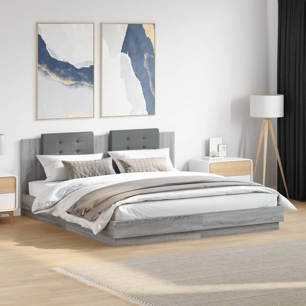 Cadre de lit avec LED sans matelas sonoma gris 160x200 cm - XIOS