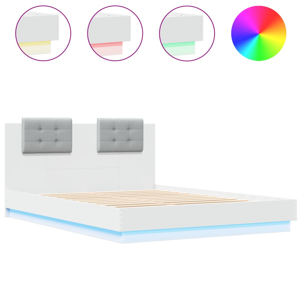 Cadre de lit avec LED sans matelas blanc 150x200 cm - XIOS