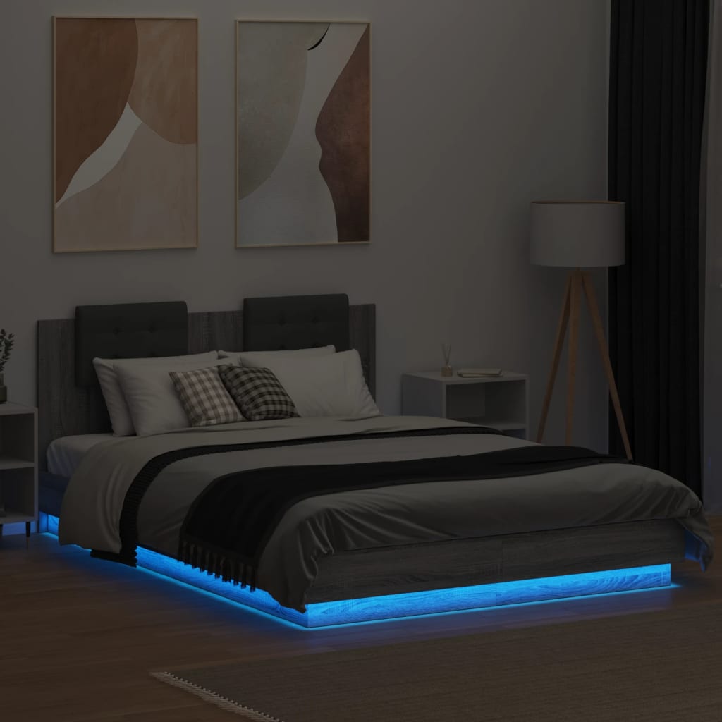 Cadre de lit avec LED sans matelas sonoma gris 150x200 cm - XIOS