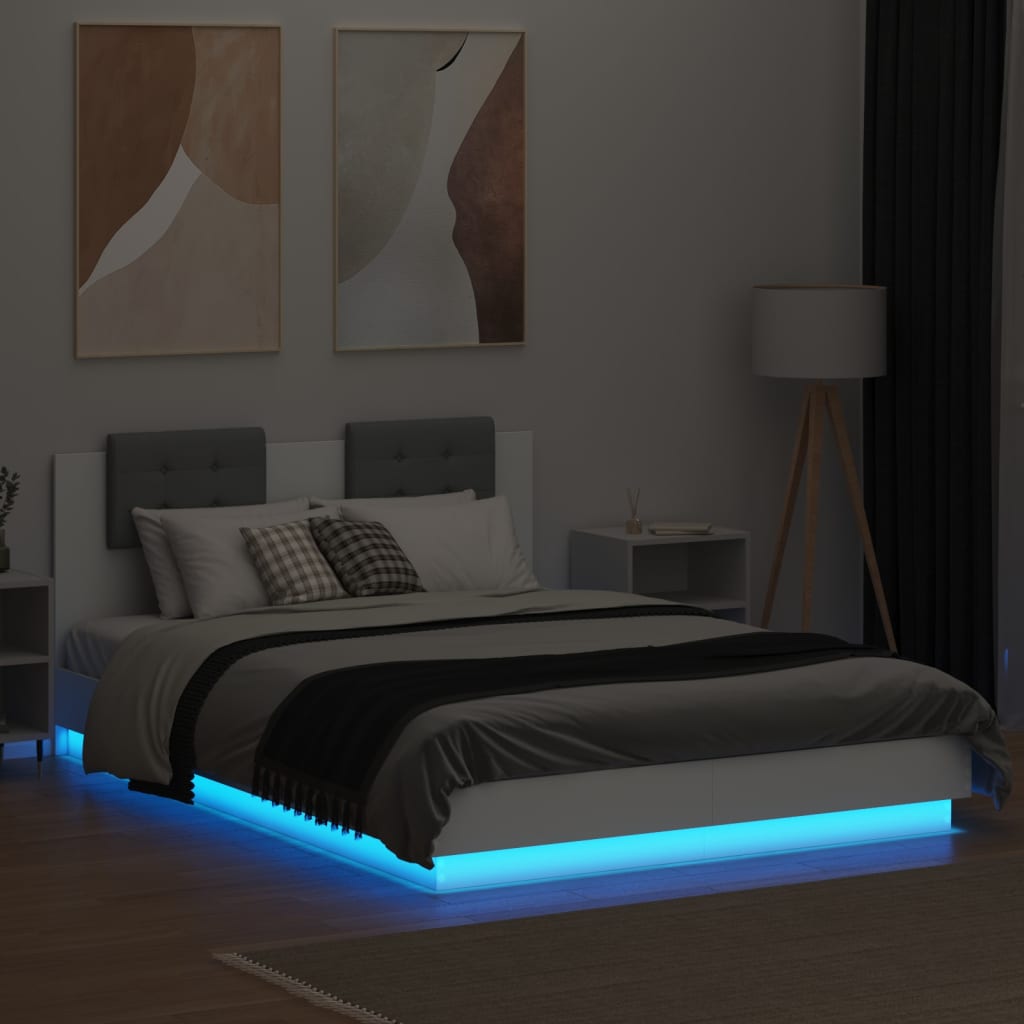 Cadre de lit avec LED sans matelas blanc 140x200 cm - XIOS