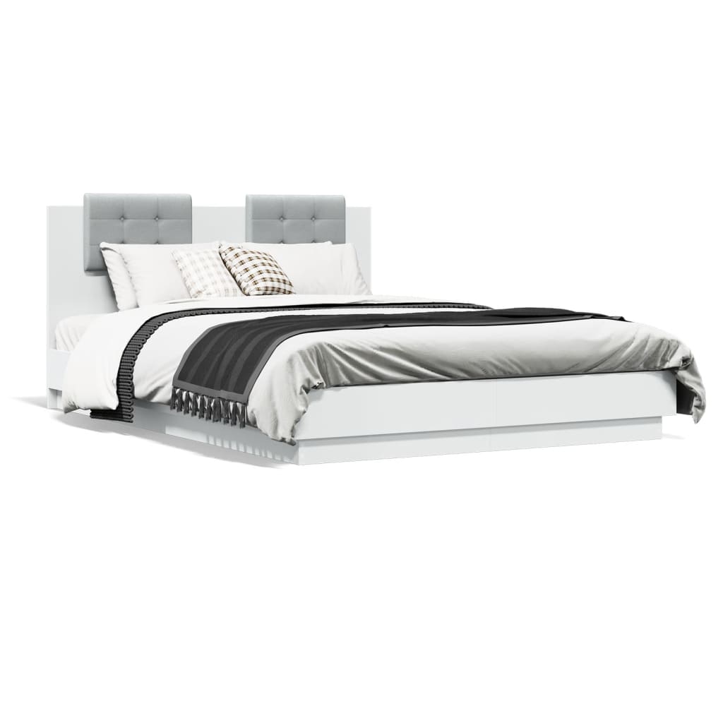 Cadre de lit avec LED sans matelas blanc 140x200 cm - XIOS
