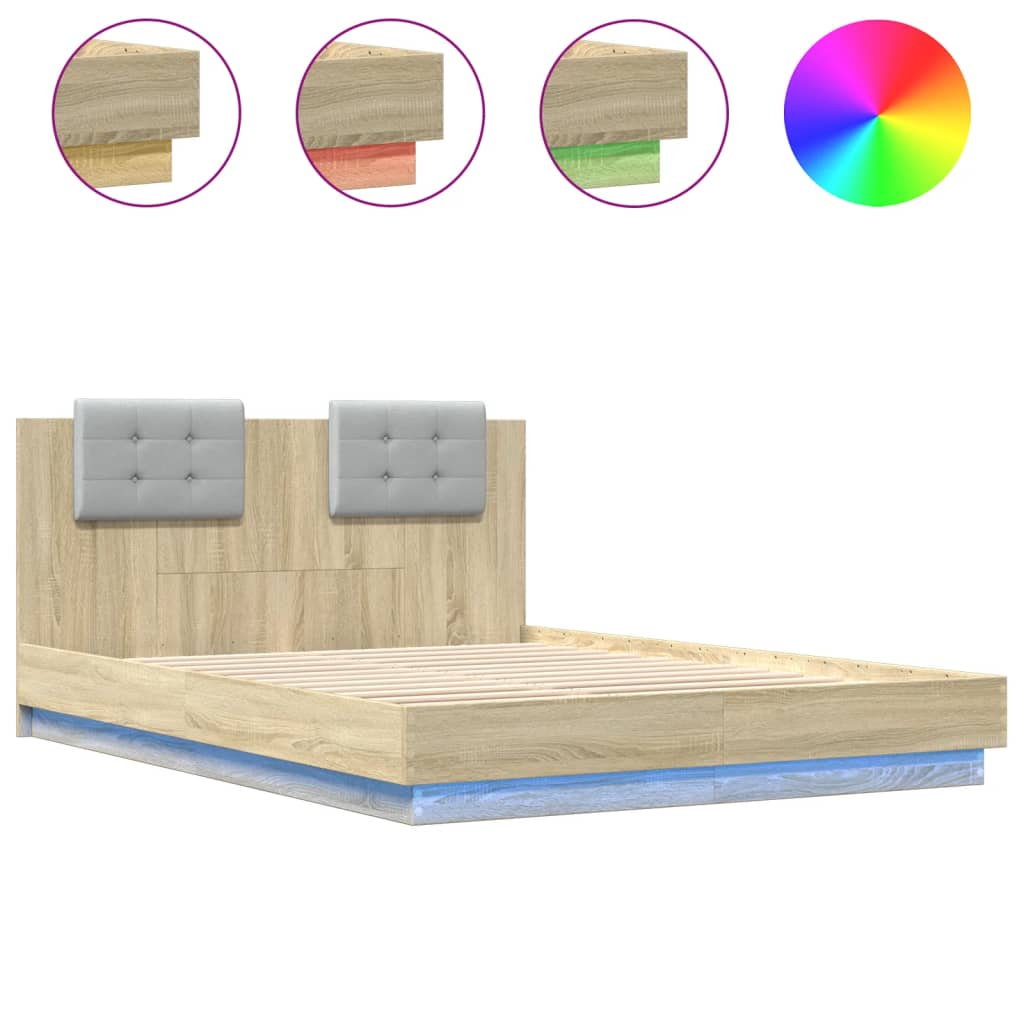 Cadre de lit avec LED sans matelas chêne sonoma 140x200 cm - XIOS