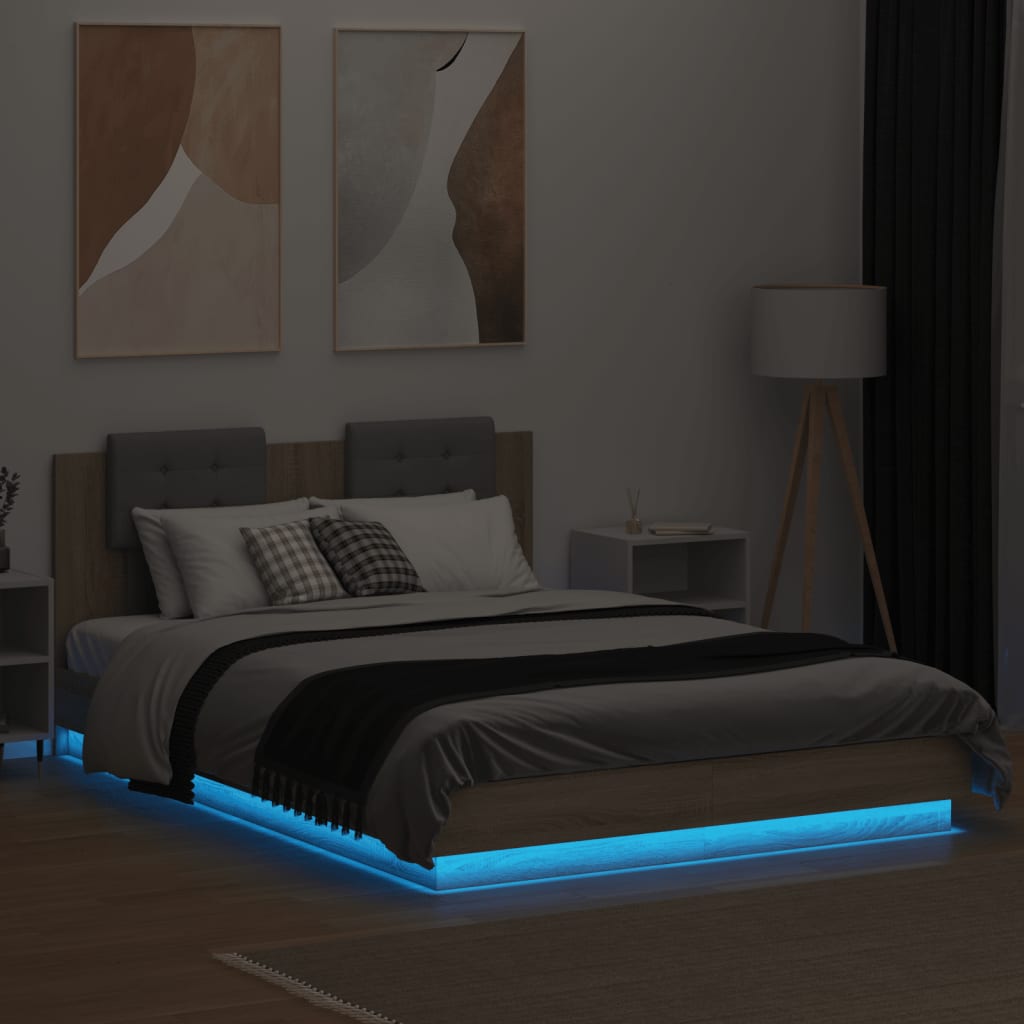 Cadre de lit avec LED sans matelas chêne sonoma 140x200 cm - XIOS