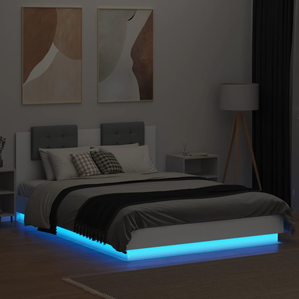 Cadre de lit avec LED sans matelas blanc 120x200 cm - XIOS
