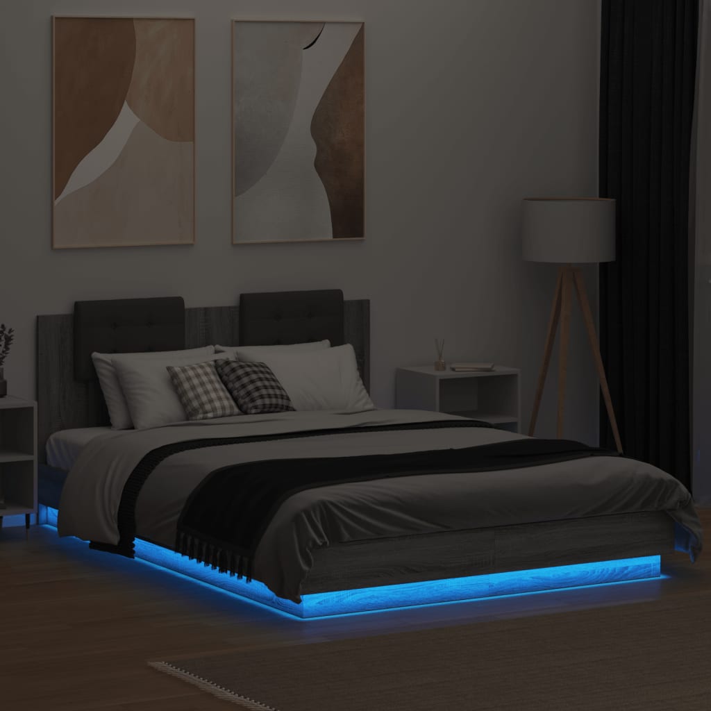 Cadre de lit avec LED sans matelas sonoma gris 120x200 cm - XIOS