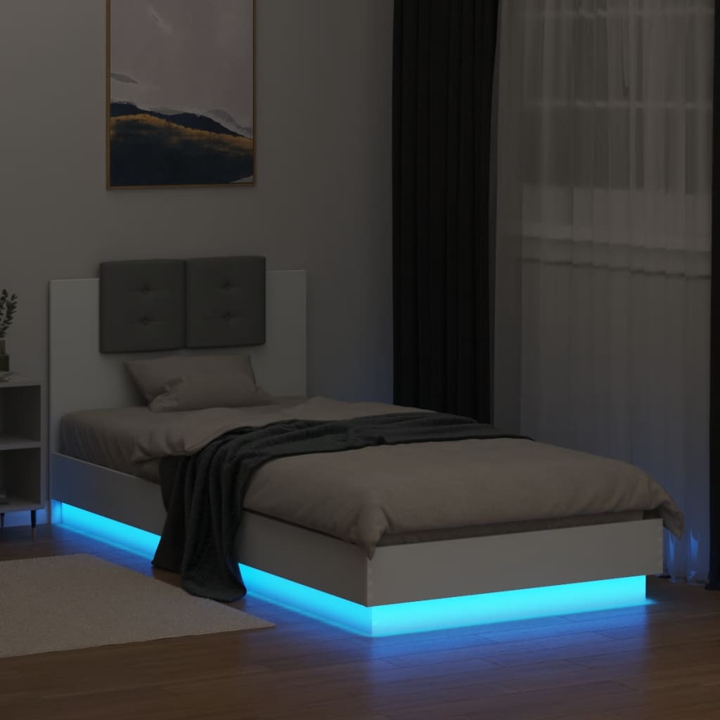 Cadre de lit avec LED sans matelas blanc 100x200 cm - XIOS