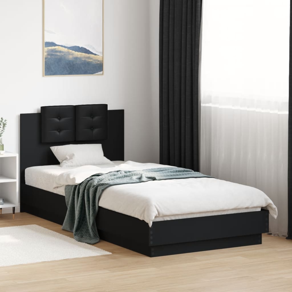 Cadre de lit avec LED sans matelas noir 100x200 cm - XIOS