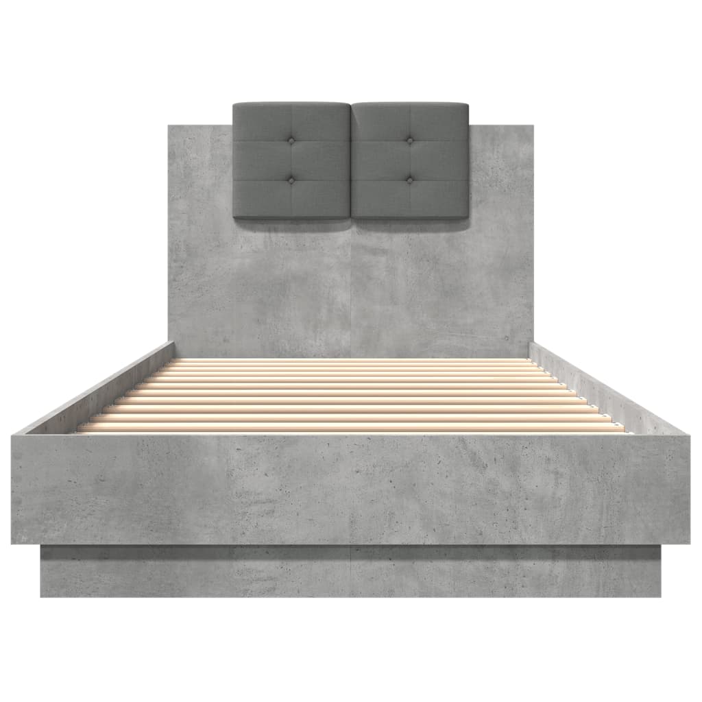 Cadre de lit avec LED sans matelas gris béton 100x200 cm - XIOS